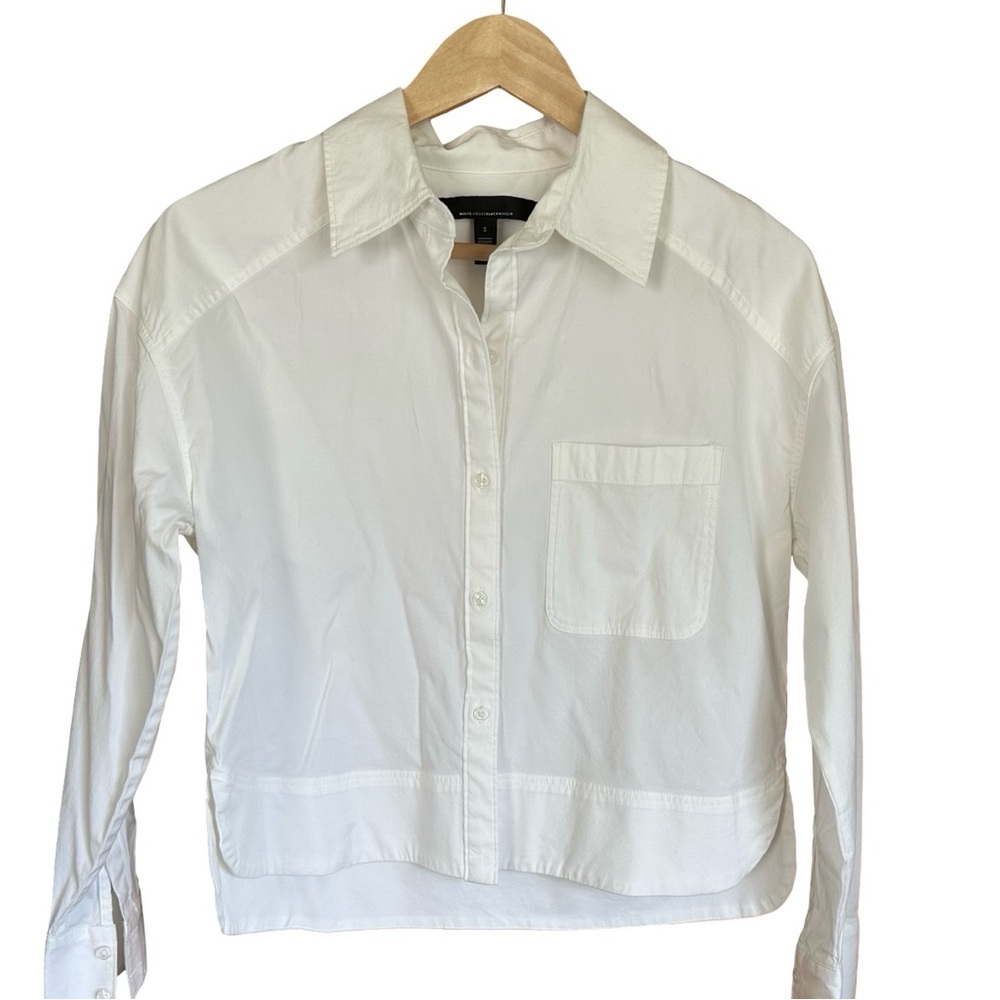 WHBM Poplin Stretch White Oxford Button Down Shirt Sz 2 - Picture 3 of 7